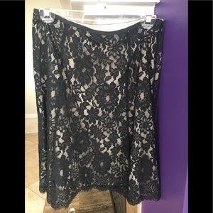 Ann Taylor Black Lace Over Nude Skirt - 2P